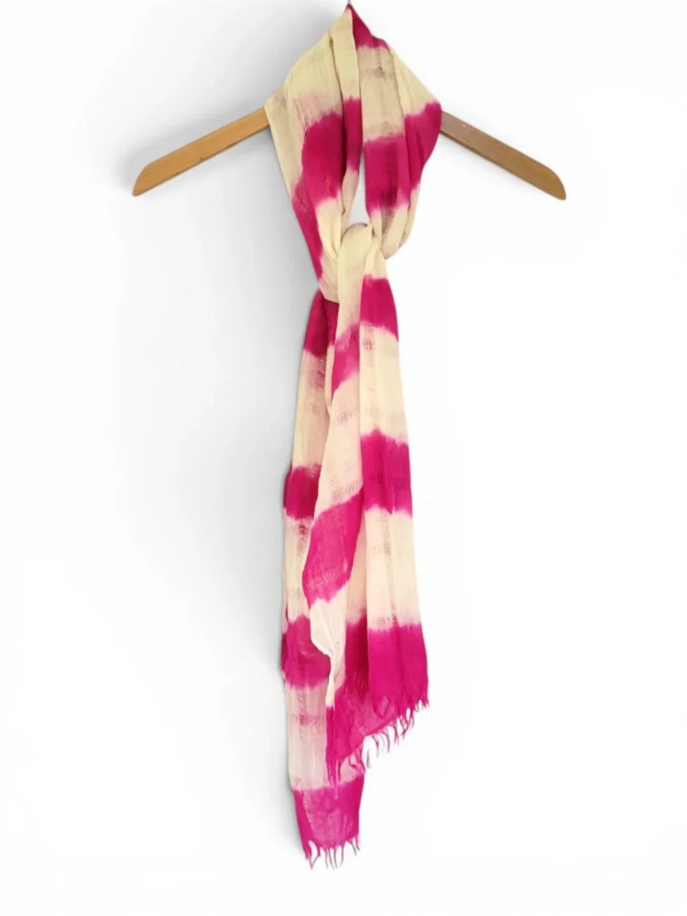 J. Crew Light & Airy Magenta Pink Raw Edge Wool Shibori Scarf